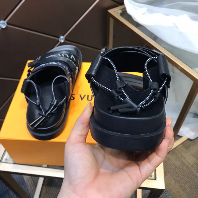 Louis Vuitton Run Away Monogram-Print Black Casual Sandals 7