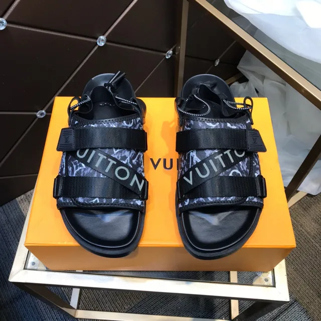 Louis Vuitton Run Away Monogram-Print Black Casual Sandals 9