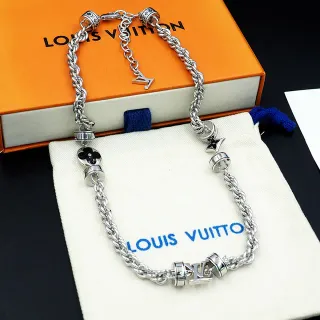 Louis Vuitton سوار سلسلة ملتوية بالحبل فضي أسود تعليقات برميل