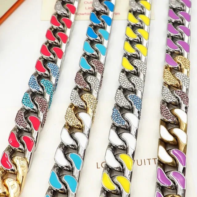 Louis Vuitton Silver Purple Chunky Curb-Link Chain Mixed Metal Necklace 3