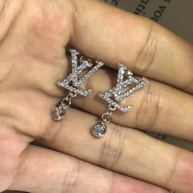 Louis Vuitton Silver Transparent Crystal-Pavé Monogram Dangling Drop Earrings 6