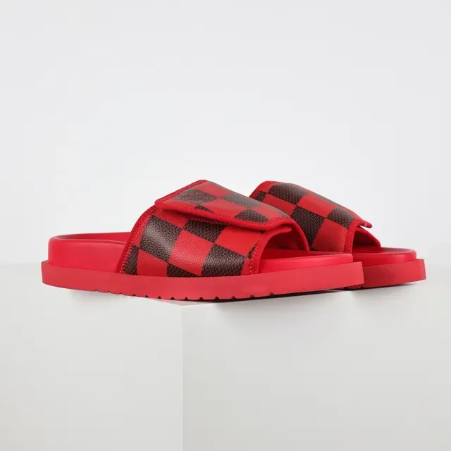Louis Vuitton Slide Red and Black Damier Check Slippers 3