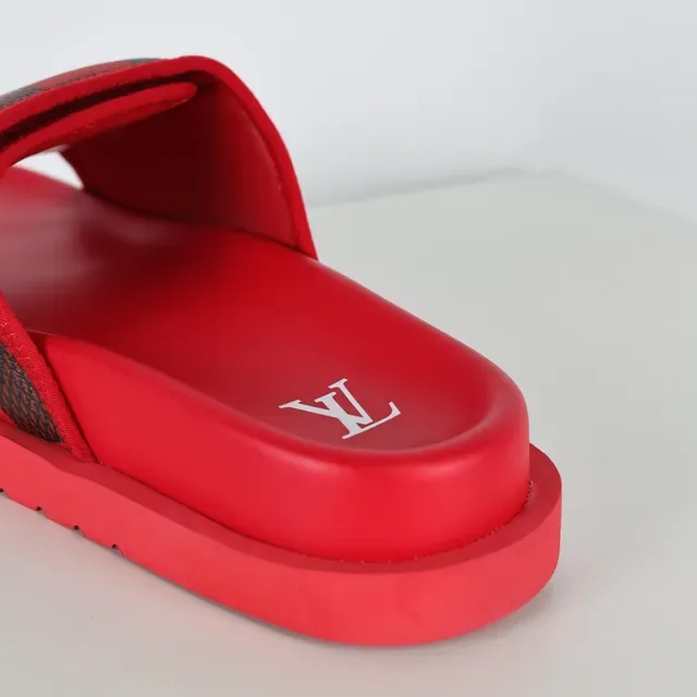 Louis Vuitton Slide Red and Black Damier Check Slippers 4