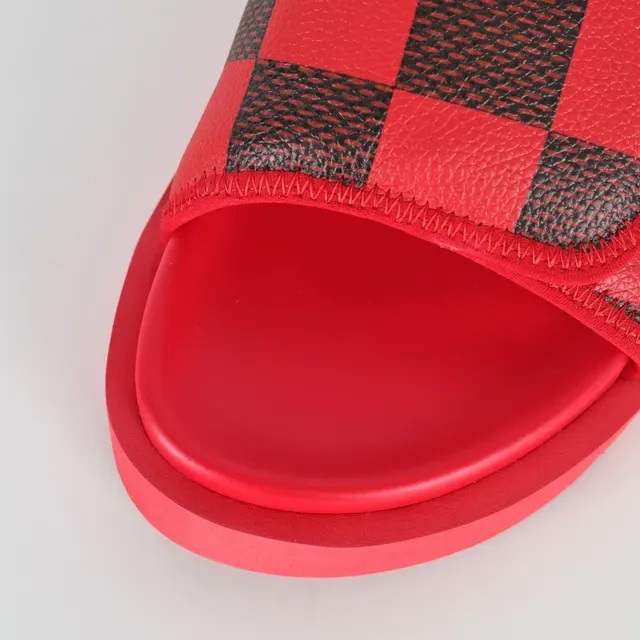 Louis Vuitton Slide Red and Black Damier Check Slippers 5