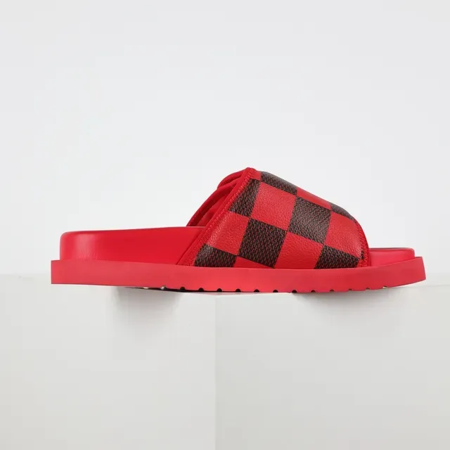 Louis Vuitton Slide Red and Black Damier Check Slippers 7