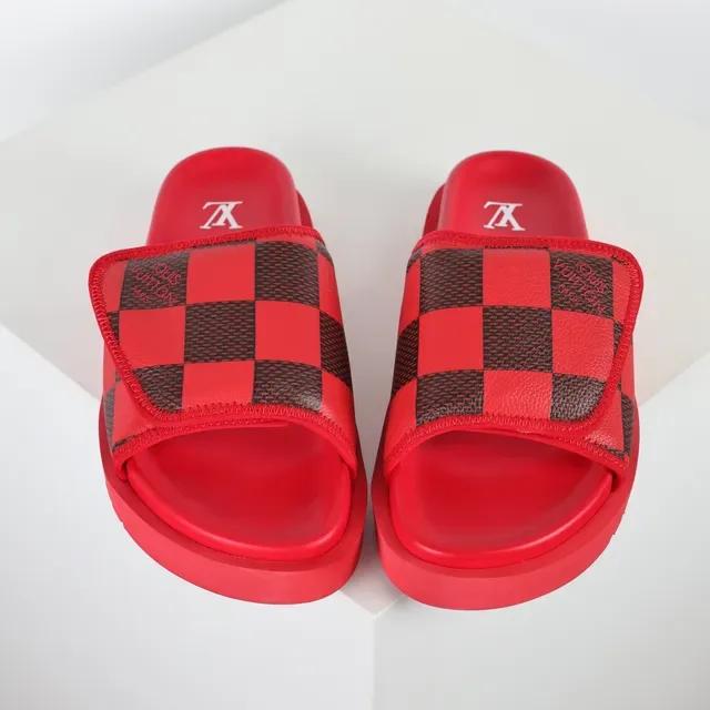 Louis Vuitton Slide Red and Black Damier Check Slippers 8