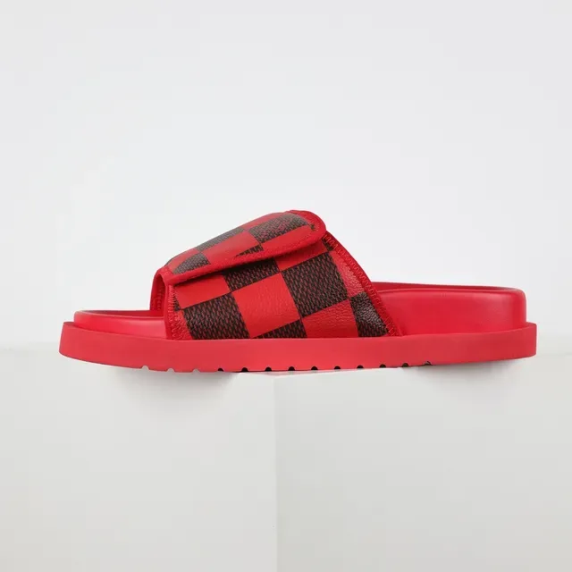Louis Vuitton Slide Red and Black Damier Check Slippers 9
