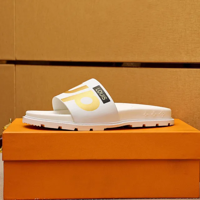 Louis Vuitton Supreme Collaboration Slides White Gold Molded Monogrammed Sole Slide Silhouette Slippers 9