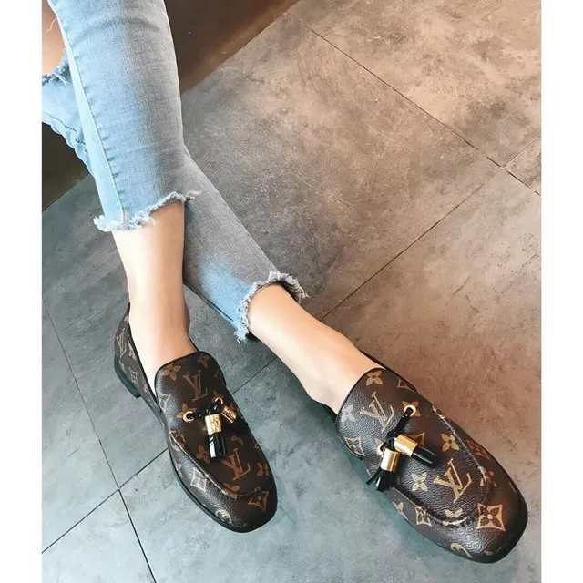 Louis Vuitton Mocasin de Borla Marrón Monograma Lona Zapatos 2