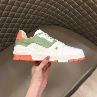 Louis Vuitton Tênis Branco Verde Low-Top Platform Sneaker Layered Patent And Smooth Leather Lifestyle Sneakers