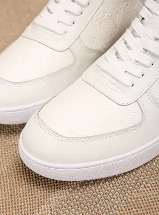 Louis Vuitton White Pink High-Top Textured Leather Lifestyle Sneakers 4