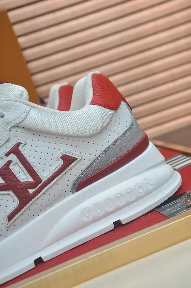 Louis Vuitton White Red Perforated Upper Chunky Midsole Lifestyle Sneakers 2