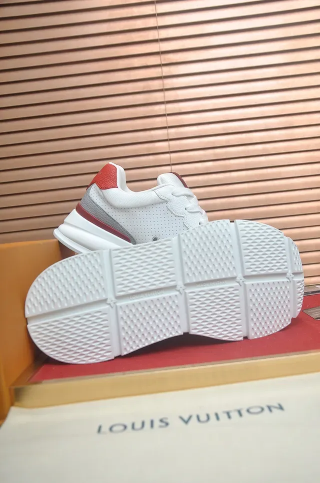 Louis Vuitton White Red Perforated Upper Chunky Midsole Lifestyle Sneakers 3