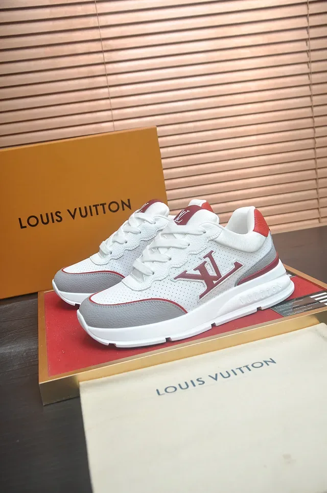 Louis Vuitton White Red Perforated Upper Chunky Midsole Lifestyle Sneakers 4