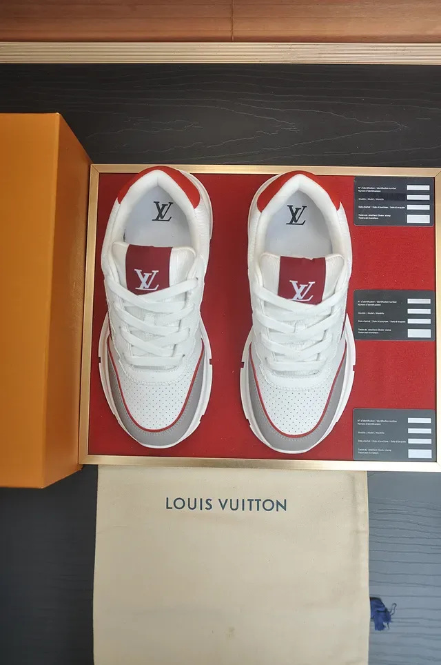 Louis Vuitton White Red Perforated Upper Chunky Midsole Lifestyle Sneakers 5