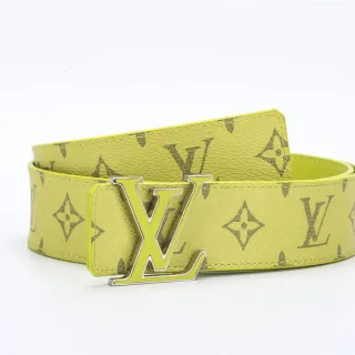 Louis Vuitton Cinto de couro amarelo cinza impresso com monograma