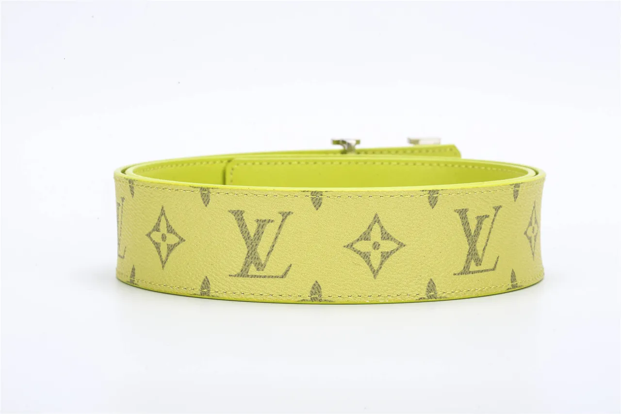 Louis Vuitton Yellow Gray Monogram-Printed Leather Belt 4