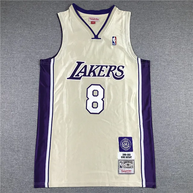 Mitchell & Ness Hardwood Classics Cream and Purple Lakers Kobe Bryant জার্সি 2