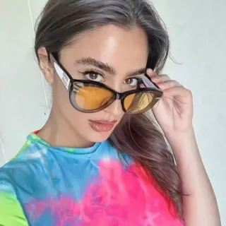 Miu Miu Cat-Eye Black Multicolor Silhouette Acetate Frame Sunglasses