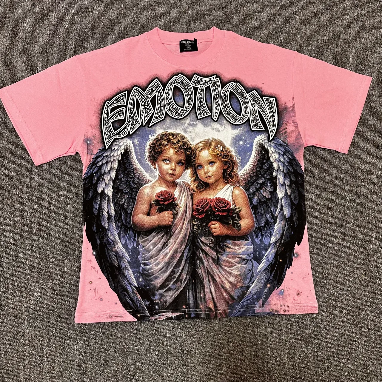 Camiseta de cuello redondo con estampado gráfico de emociones mixtas 3