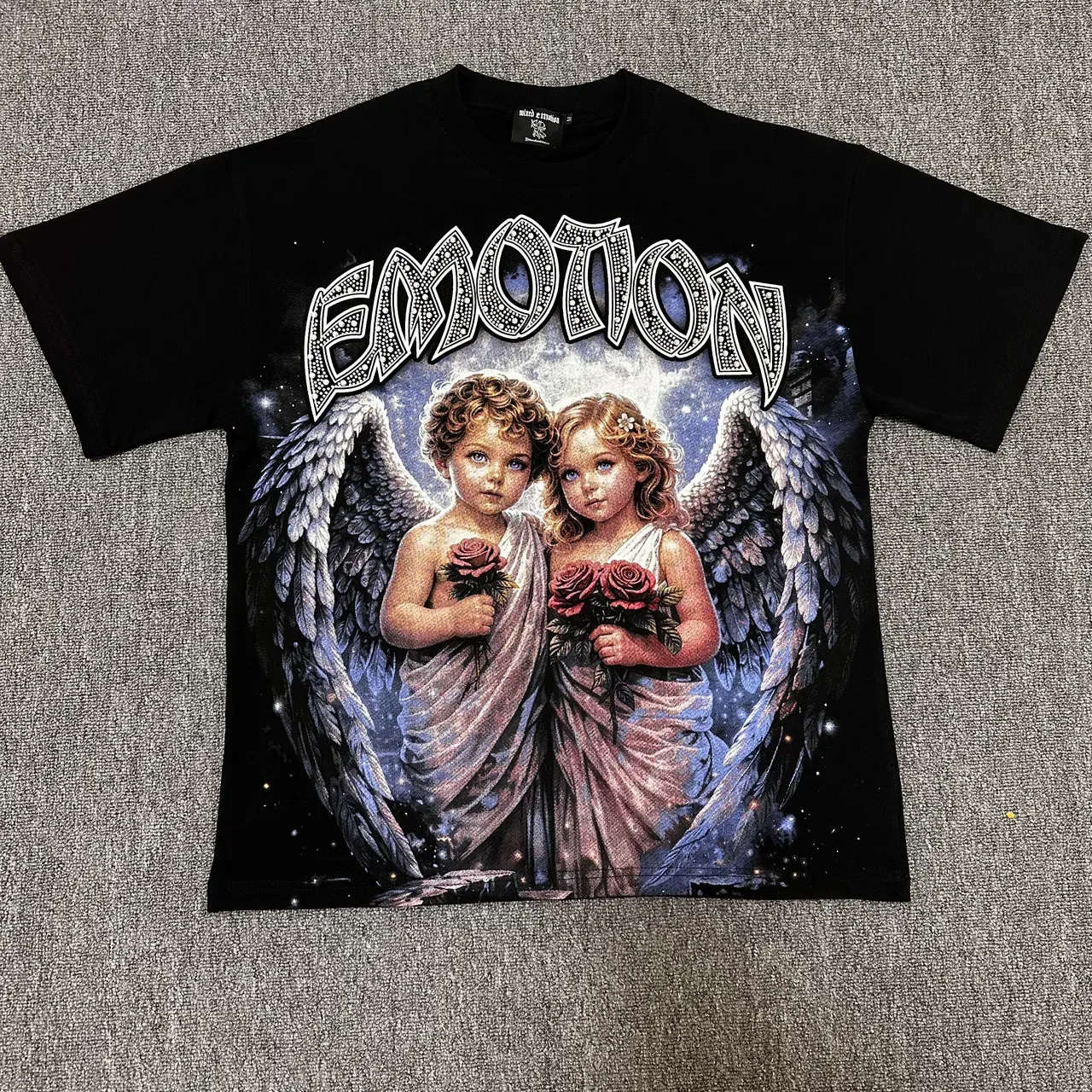 Camiseta de cuello redondo con estampado gráfico de emociones mixtas 5