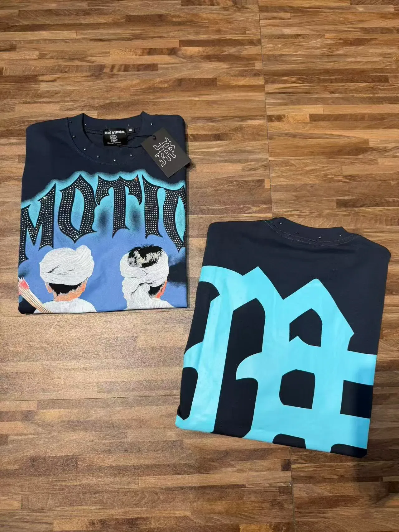 Mixed Emotion Graphic Print Studded Shoulder T-Shirt 7