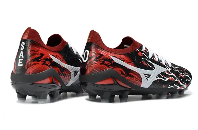 Mizuno 黑红 低切 合成鞋面 枝干图案 钉地足球鞋 5