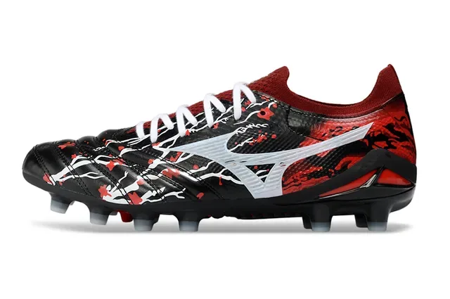 Mizuno 黑红 低切 合成鞋面 枝干图案 钉地足球鞋 7