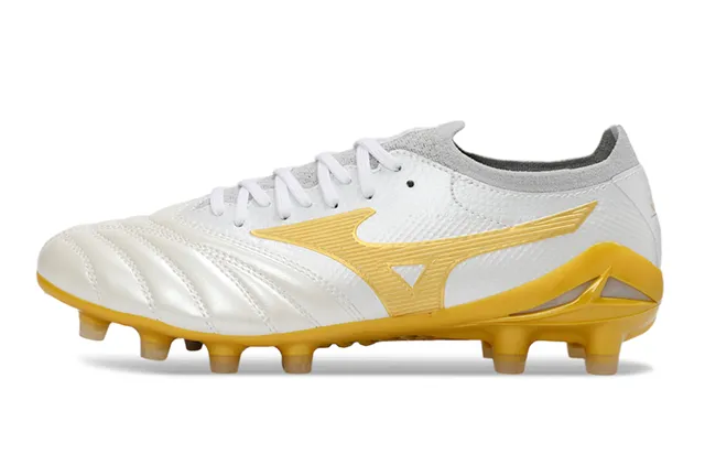 Mizuno Morelia Neo White and Gold Firm-Ground फुटबॉल जूते 7