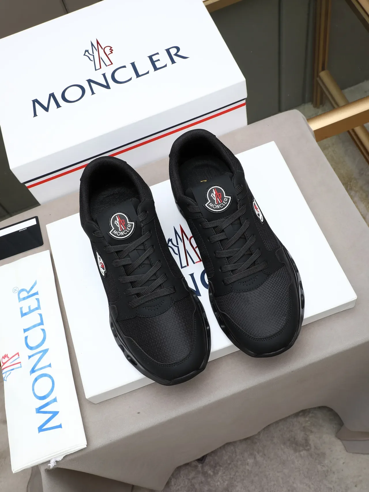 Moncler Preto malha e sintético superior tênis lifestyle 3