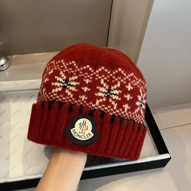 Moncler 费尔岛针织红色针织帽 3