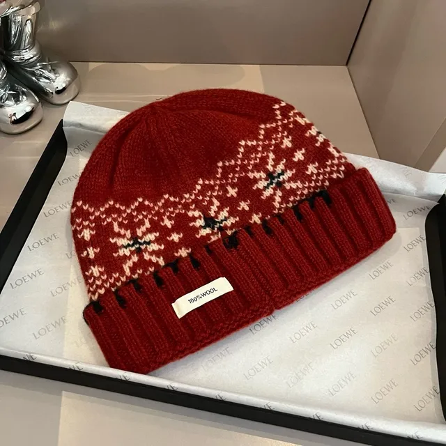 Moncler 费尔岛针织红色针织帽 7