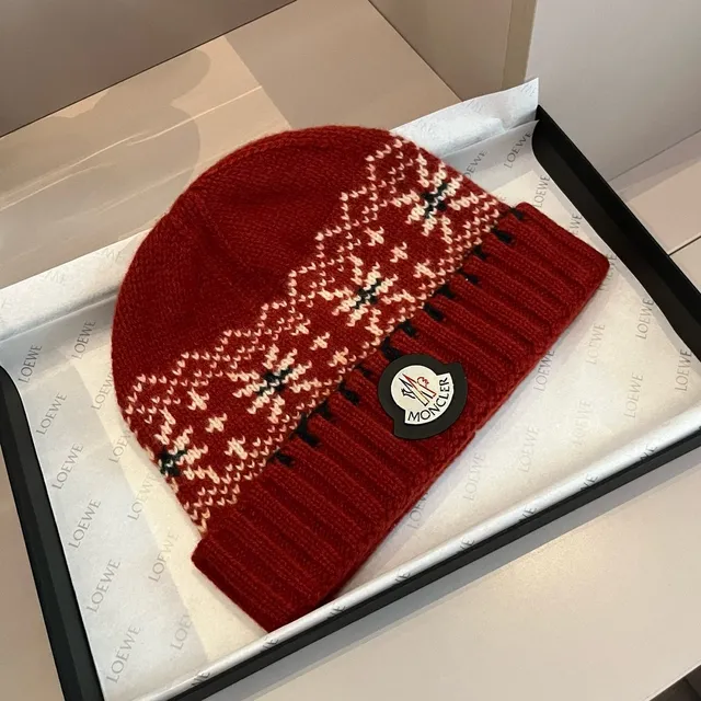 Moncler 费尔岛针织红色针织帽 8