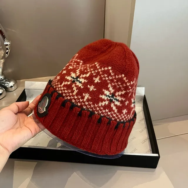 Moncler 费尔岛针织红色针织帽 9