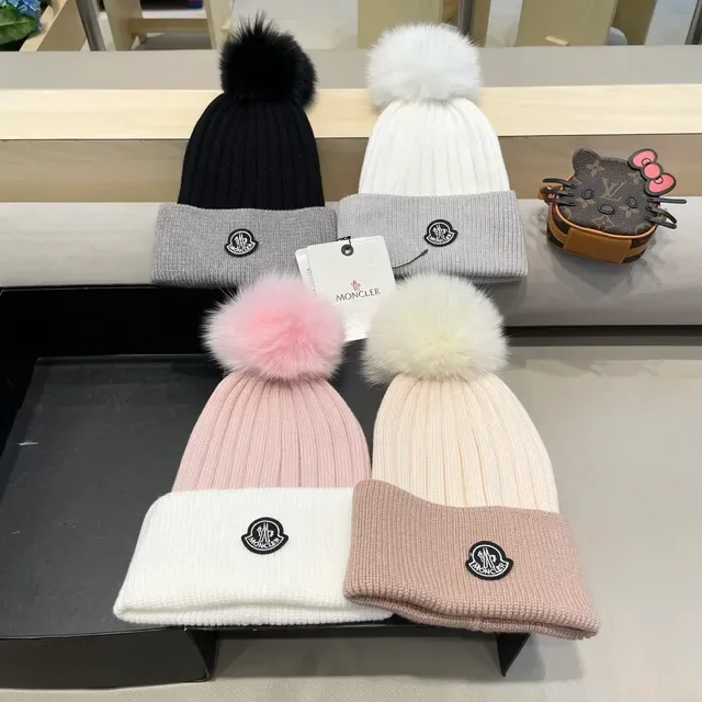 Moncler 白色粉色针织双色帽 2