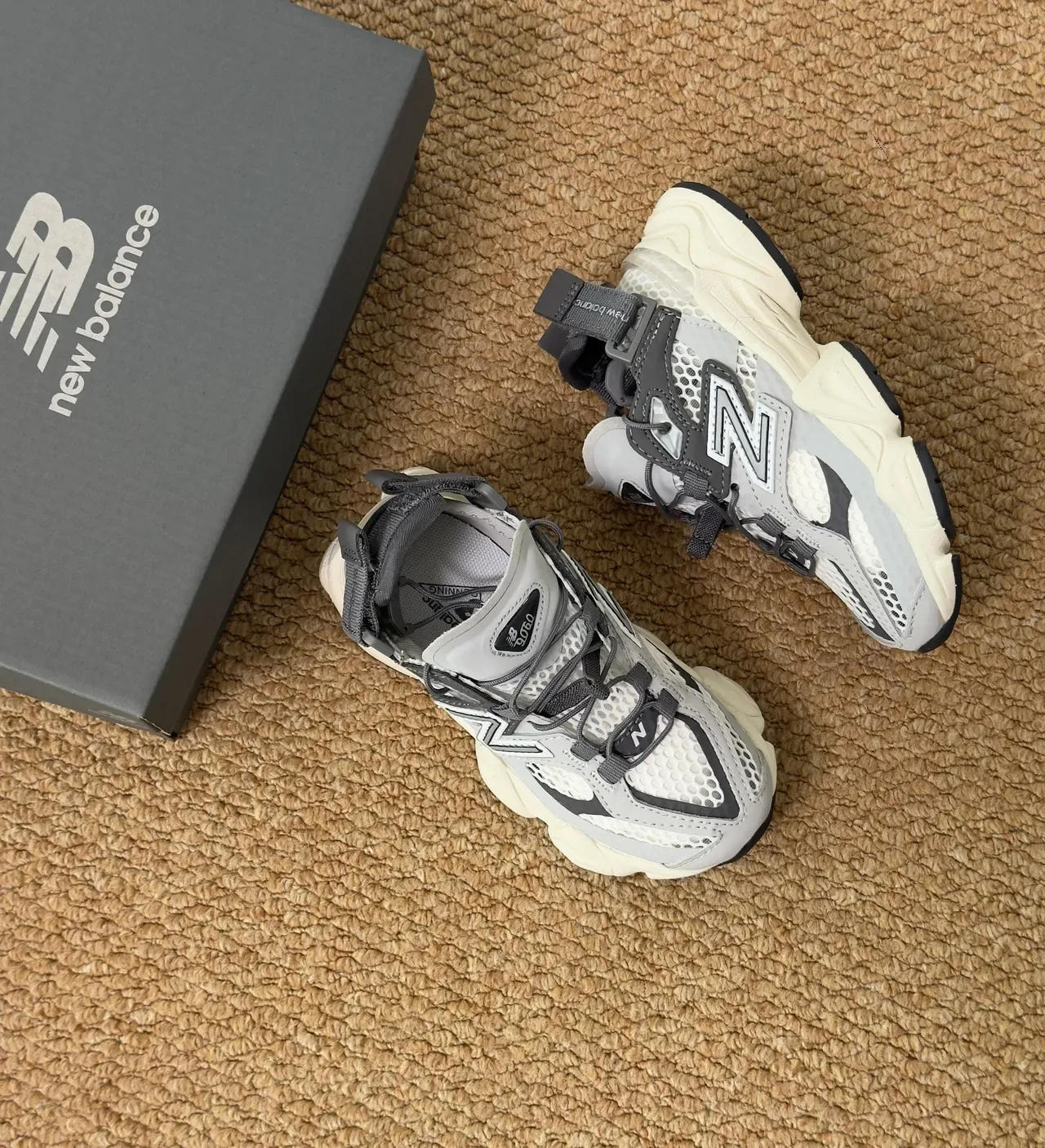 New Balance 9060 Gray Black Chunky Sneakers 2