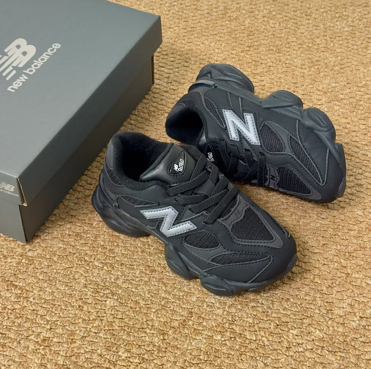 New Balance 9060 Gray Black Chunky Sneakers 5