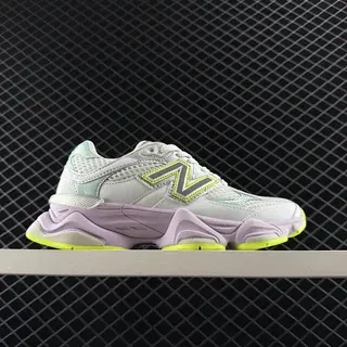 New Balance 9060 Gris Violet Accent Néon Chunky Sneakers