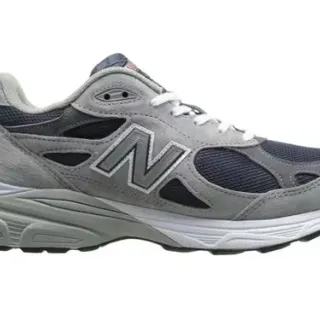 New Balance 990 灰色海军 麂皮和网面鞋面 厚底分层中底 生活方式运动鞋