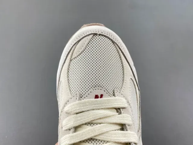 New Balance بيج أبيض شبكي و سويد الجزء العلوي رغوة كثافة مزدوجة وسادة وسطية حذاء أسلوب حياة 5