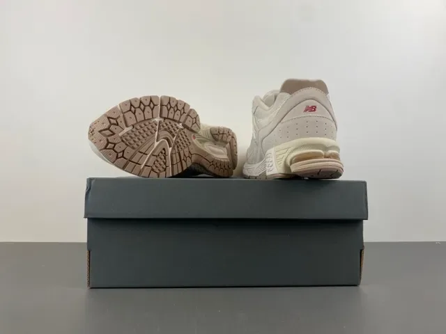 New Balance بيج أبيض شبكي و سويد الجزء العلوي رغوة كثافة مزدوجة وسادة وسطية حذاء أسلوب حياة 16