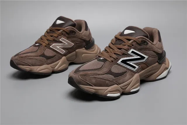 New Balance Brown Beige Chunky Midsole Suede And Mesh Upper Lifestyle Sneakers 5