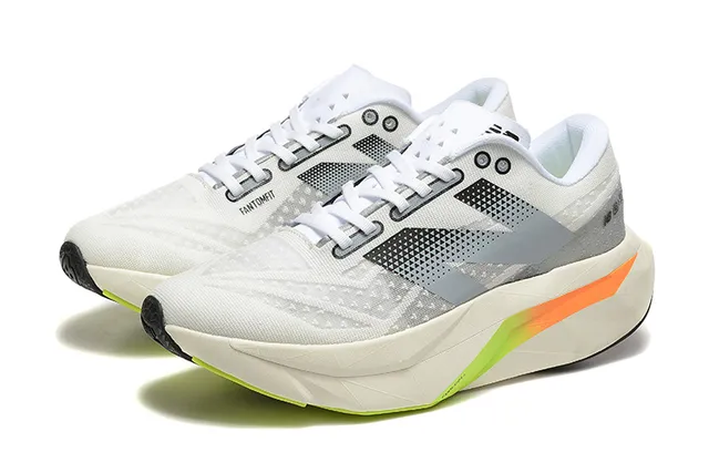New Balance FuelCell Elite सफेद ग्रे इंजीनियर मेश अपर ज्योमेट्रिक मिडसोल रनिंग शूज 3