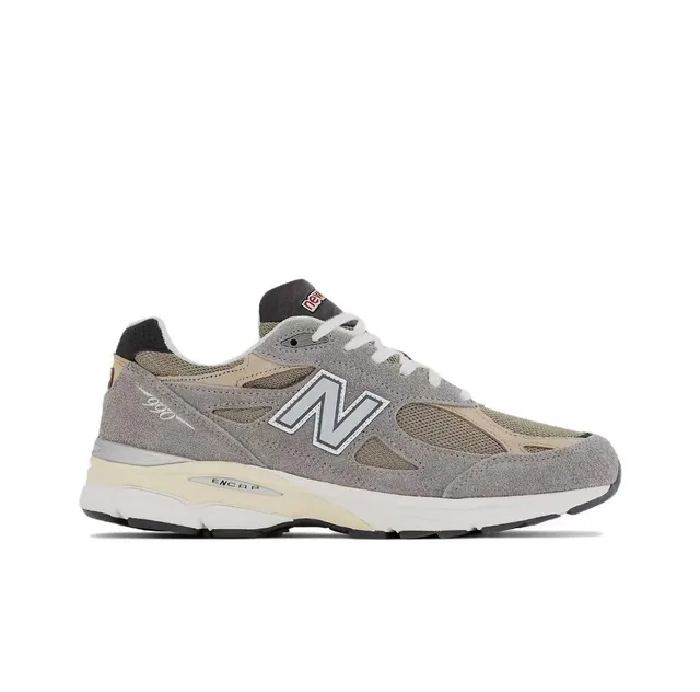New Balance 灰米色网面和麂皮鞋面分层泡沫中底生活方式运动鞋 2