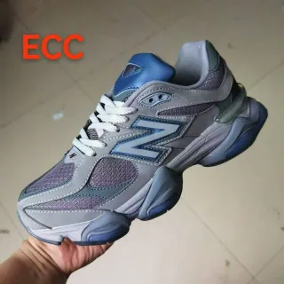 New Balance 灰蓝雕塑中底 网面和麂皮混合鞋面 厚底运动鞋