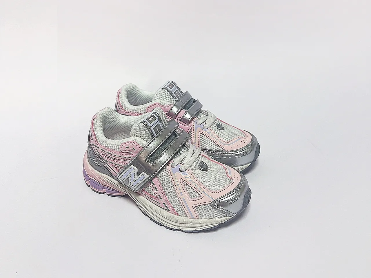 New Balance أحذية جري رمادي وردي شبكي اصطناعي 3