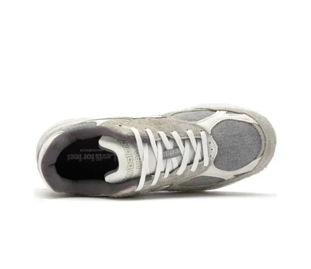 New Balance Cinza Branco Suede E Malha Sola Chunky Tênis Lifestyle 2