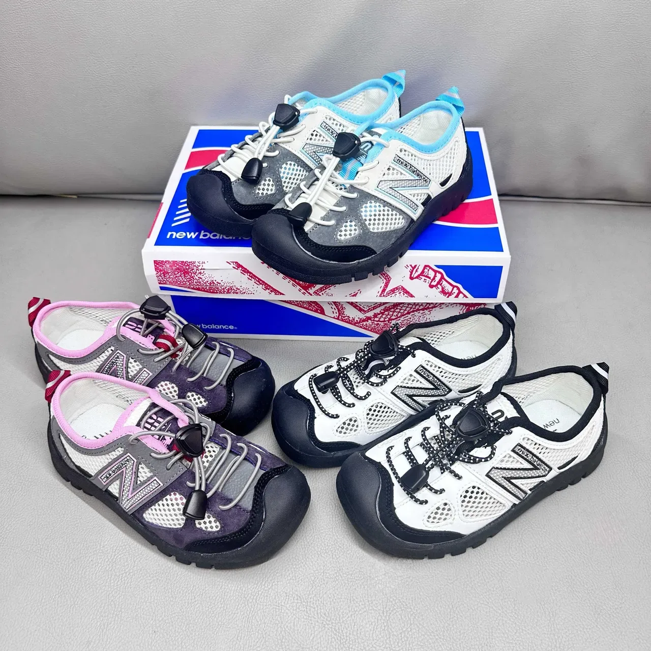 New Balance Zapatillas con upper de malla rosa morada, sin cordones, cierre toggle 6