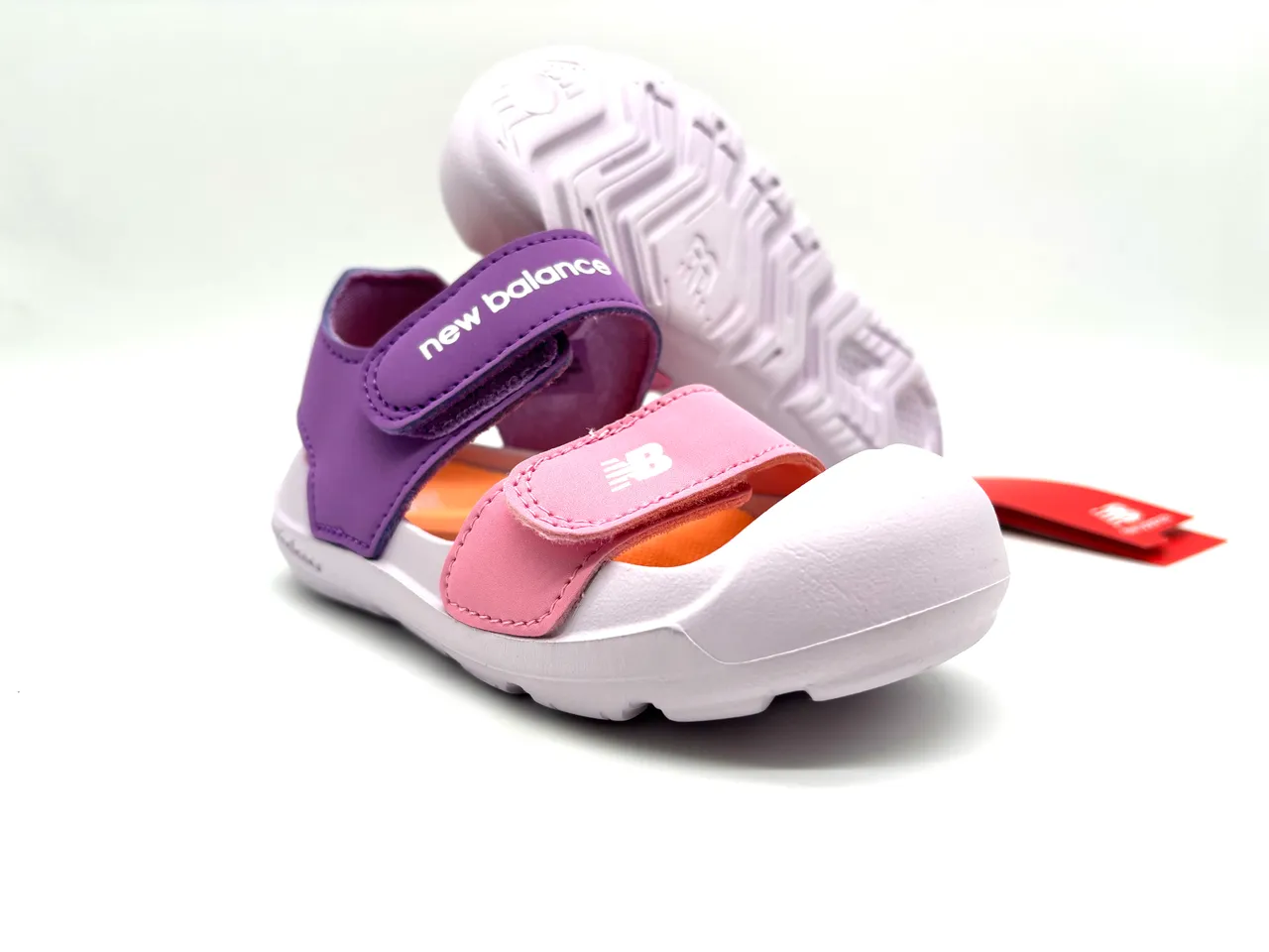 New Balance Purple Pink Two-Strap Velcro Closure Molded Rubber Sole Casual Sandals 7