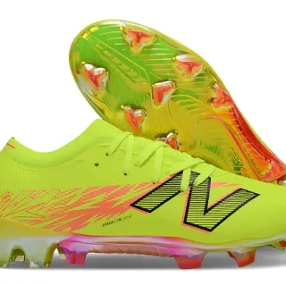 New Balance হলুদ গোলাপি নিউন লাইম ফুটবল জুতা Synthetic Upper Lightning Graphic Firm-Ground